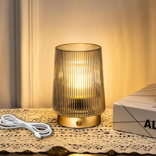 Miniatura 13 de MJ PREMIER Lámparas Inalámbricas Recargables de Vidrio, Lámpara de Mesa Portátil con Brillo Regulable, Táctil, Funciona con Batería, Lámpara Táctil