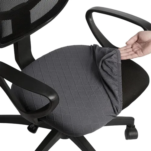 Miniatura 18 de Melaluxe Funda para silla de oficina de jacquard elástico, extraíble y lavable, funda de asiento giratoria para silla de escritorio, color negro
