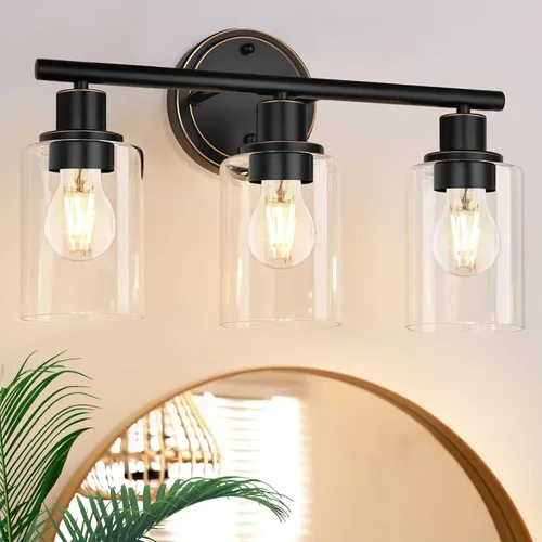 Miniatura 10 de 2 Light Bathroom Vanity Light Over Mirror - Black and Gold Farmhouse Wall Light for Bathroom Vanity Powder Room, Rustic Gooseneck Barn Style 2 Bulb