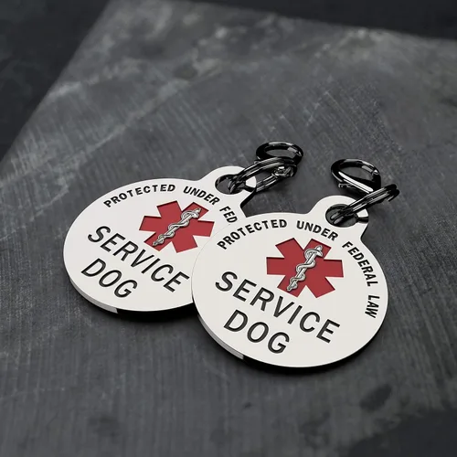 Miniatura 6 de Etiqueta de perro de servicio para razas pequeñas, identificación de doble cara de 0.999 pulgadas, grabada en negrita, protegida bajo la ley federal