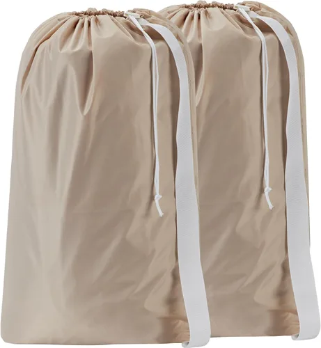 HOMEST Paquete de 2 bolsas de lavandería de nailon XL con correa, organizador grande de ropa sucia, fácil de colocar en una canasta o cesta de (2