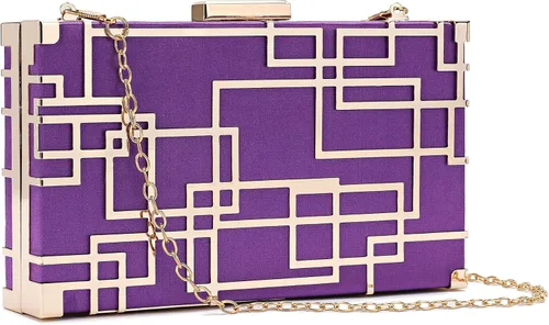 Miniatura 3 de CARIEDO Bolso de noche para mujer, elegante bolso de mano de terciopelo exquisito metal hueco, bolsos de graduación, boda, fiesta