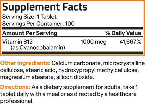 Miniatura 8 de Bronson Vitamina B12 1000 mcg de liberación sostenida tabletas premium sin OMG que apoyan el sistema nervioso, la función cerebral saludable