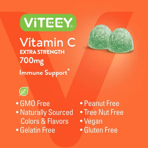 Miniatura 5 de Viteey - Gomitas masticables de vitamina C para adultos, 700 mg de fuerza extra Suplemento de apoyo inmunológico - Vegano, sin gluten - 60