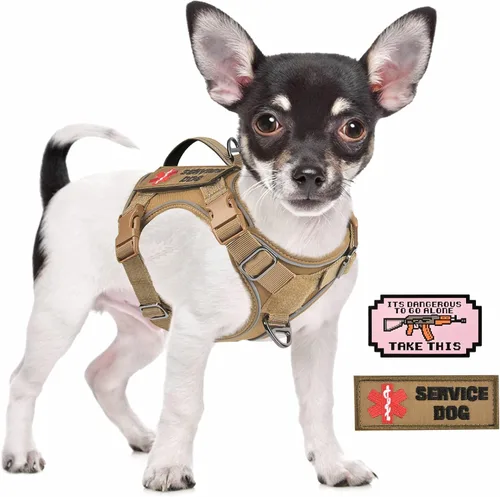 Miniatura 9 de Arnés táctico XS para perro, chaleco de servicio militar para perro con mango vertical, chaleco para cachorros pequeños sin tirones para Negro