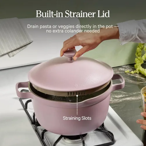 Miniatura 5 de Our Place Perfect Pot Olla de cerámica de 5.5 cuartos de galón con tapa y espátula Utensilios de cocina patentados 8 en 1, antiadherentes, sin