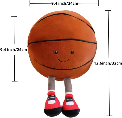 Miniatura 3 de Almohada de peluche de fútbol y baloncesto de 12 pulgadas, pelotas deportivas de peluche, muñeca de felpa creativa de baloncesto/fútbol, cojín suave