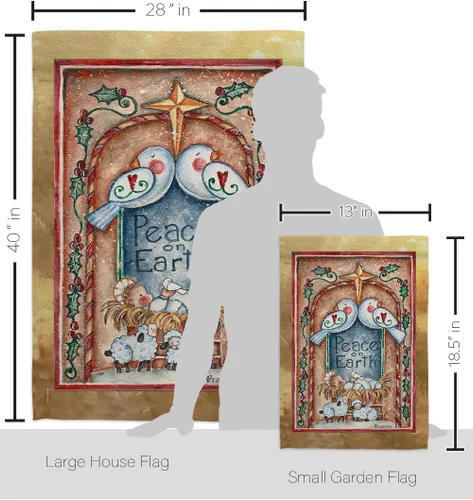 Miniatura 2 de Breeze Decor S114125-BO Peace on Earth Palomas y Belén Impresiones de Belén de Invierno Casa Vertical Decorativa 28" X 40" Jardín 13" X 18.5" Juego