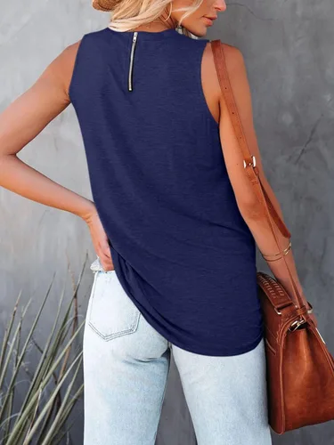 Miniatura 2 de KIKIBERRY Camiseta sin mangas halter para mujer elegante casual holgada cuello alto