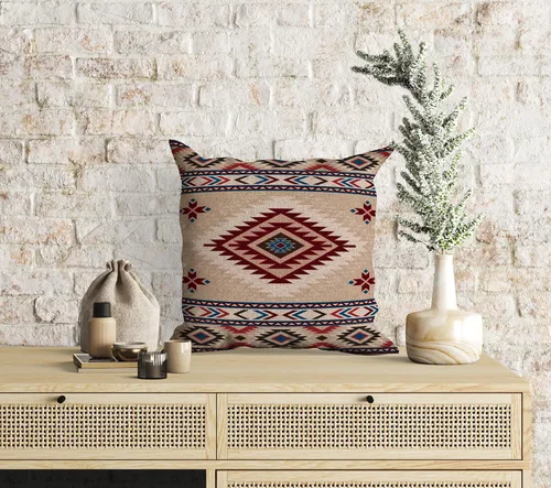 Miniatura 4 de Juego de 2 fundas de almohada de estilo étnico vintage, estampado geométrico azteca, étnico, tribal, para dormitorio, sala de estar, sofá