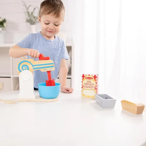 Miniatura 5 de Juego de batidor de madera para tortas de Melissa & Doug, 11 piezas, accesorios de comida y cocina, individual, Multicolor