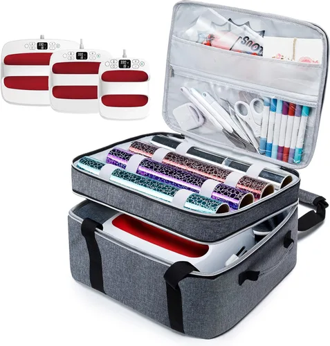 Miniatura 7 de MYBAGZING Funda de transporte de doble capa compatible con Cricut EasyPress 2 (9 x 9), bolsa de prensa térmica resistente, funda de almacenamiento