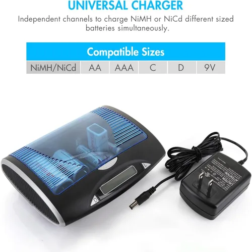 Miniatura 6 de Tenergy Baterías C recargables prémium y cargador de batería inteligente LCD T9688 para baterías NIMH/NICD AA/AAA/C/D/9V, paquete de 4 celdas