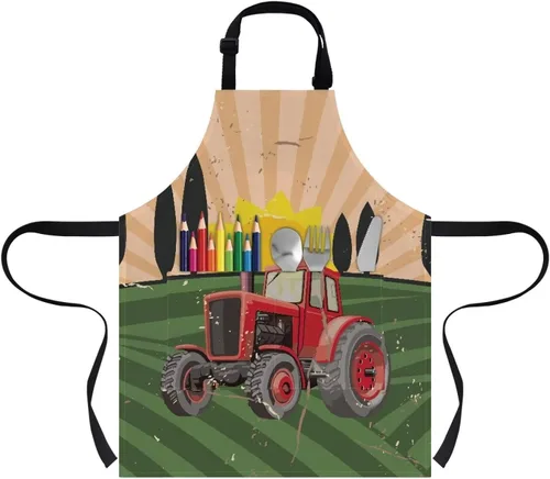 Miniatura 9 de doginthehole Delantal para niños con bolsillo para niños y niñas, delantales de chef ajustables con 2 bolsillos para cocinar, pintar