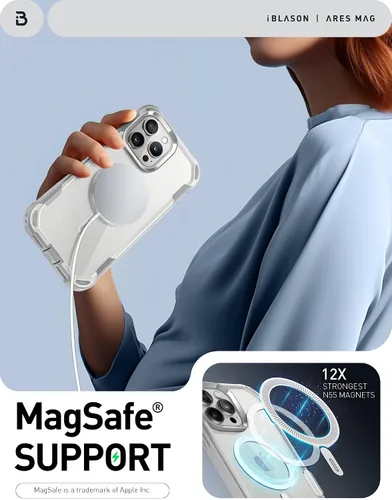 Miniatura 4 de i-Blason Funda para iPhone 15 Pro Max compatible con carcasa MagSafe, funda transparente para teléfono celular, funda protectora robusta [Ares]