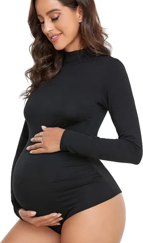 Body de maternidad para sesión de fotos camiseta de manga larga camiseta clásica fruncida lateral camiseta para mamá embarazada fotografía