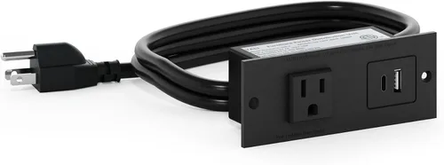 Miniatura 5 de Furinno Turn-N-Tube - Mesa auxiliar cuadrada de 2 niveles con estación de carga, mesita de noche, mesita de noche con puerto USB y tipo C, para sala