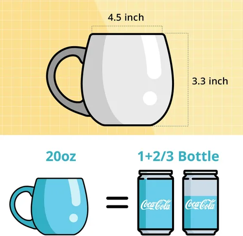 Miniatura 3 de LIFVER Juego de 4 tazas de café de 20 onzas, tazas de café grandes de cerámica con asas para café, té, cacao caliente, tazas de expreso, regalos