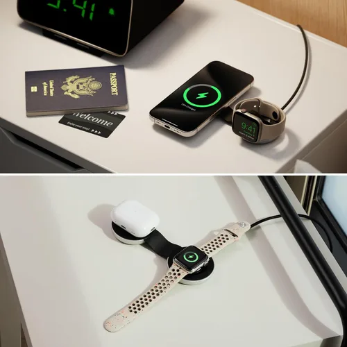 Miniatura 3 de Butterfly - Cargador inalámbrico plegable compacto 2 en 1 con adaptador de viaje, carga MagSafe Duo de 15 W para iPhone, AirPods y Apple Watch