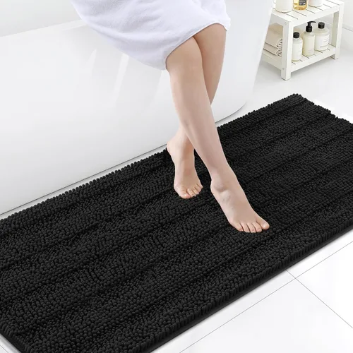 Miniatura 161 de Grandaily Alfombras de baño de felpilla a rayas de 24 x 16 pulgadas, extra gruesas y suaves, absorbentes, parte trasera de goma, alfombra de ducha
