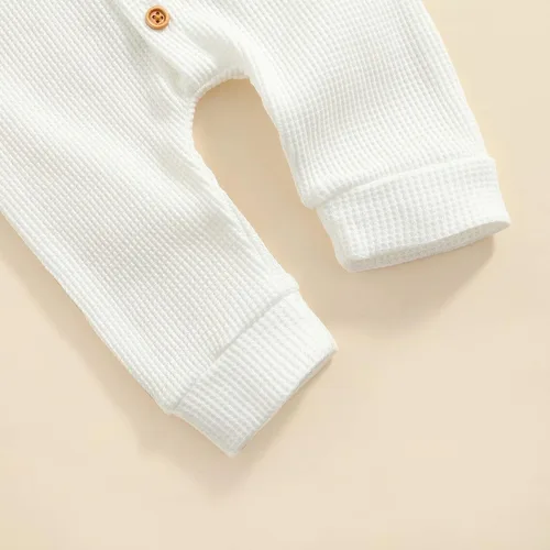 Miniatura 6 de Ynibbim Mameluco de invierno para recién nacido, para bebé, niño, niña, unisex, con capucha, ropa de gofre, de algodón, con botones