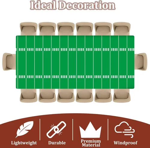 Miniatura 4 de Qyeahkj Suministros para fiestas de fútbol, juego de mantel de rugby, juego de pancartas para mesa de campo de fútbol, incluye banderín de papel