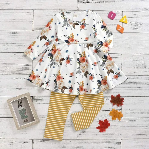 Miniatura 3 de Conjunto de ropa floral para bebés y niñas pequeñas, camisa y pantalones, ropa de princesa