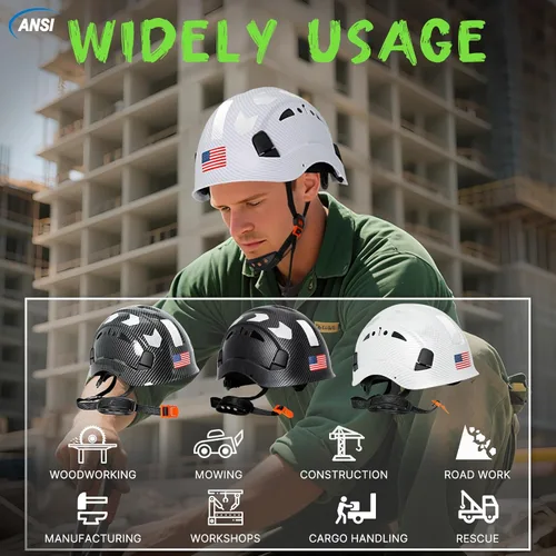 Miniatura 8 de Aolamegs Vented Carbon Fiber Pattern Hard Hat, ANSI Z89.1 Type 1 Class C Safety Helmet for Construction, OSHA Approved Work Hat with 6-Point Casco