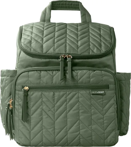 Skip Hop Mochila Bolsa de Pañales: Forma, Bolsa de viaje multifuncional para bebé con cambiador y accesorio para cochecito, Salvia