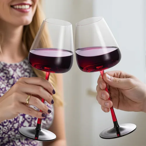 Miniatura 5 de KAMMAK Juego de 2 copas de vino de 11.49 onzas, de cristal soplado a mano, borde fino y tallo largo, perfectas para rojo y blanco, uso diario