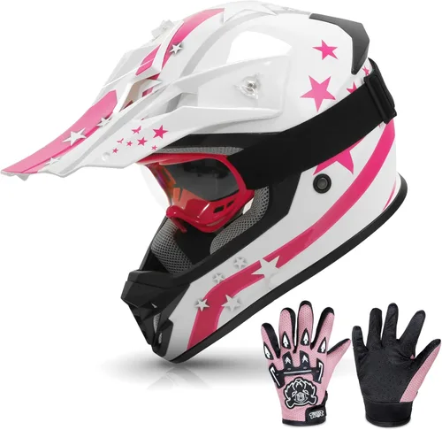 Miniatura 17 de TCMT Casco de motocross para jóvenes, certificado por DOT, casco de motocross ATV de cara completa para niños con gafas, guantes y bolsa para casco