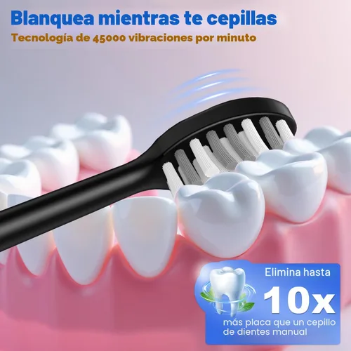 Miniatura 2 de FXQQZZ Cepillo de dientes eléctrico para adultos y niños, con raspador de lengua y estuche de viaje, 8 cabezales de cepillo, temporizador