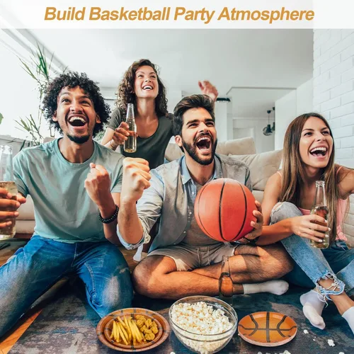 Miniatura 7 de durony 60 platos de papel de baloncesto desechables para fiestas de 7 pulgadas y 9 pulgadas, platos de postre para decoración de fiestas