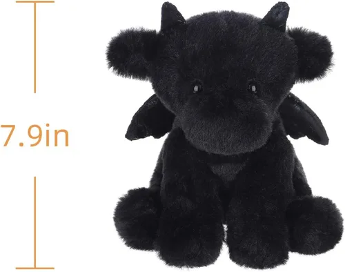 Miniatura 8 de Apricot Lamb Dragón Negro de Peluche Suave para Niños, Juguetes de Peluche Lindos y Suaves para Niña y Niño, Dragón Negro Esponjoso de Peluche Negro