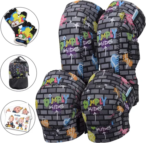 Miniatura 9 de Rodilleras y coderas para niños de estilo suave con guantes de bicicleta, equipo flexible resistente a los impactos para edades de 2 a 11 años