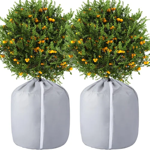 Tlswshsy Paquete de 2 Protección de Invierno para Macetas de Plantas - 27.6" x 25.6" Bolsa de Protección para Macetas - Cubierta Antiheladas de