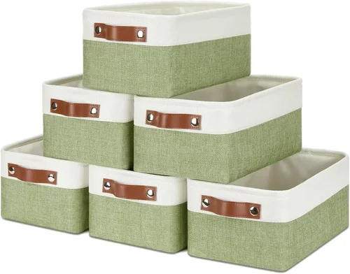 Miniatura 65 de DULLEMELO Juego de 4 cubos de almacenamiento, cesta de almacenamiento de tela para estantes, armario, cuarto del bebé, almacenamiento de juguetes