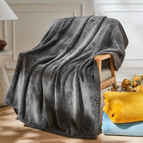 Miniatura 47 de NEWCOSPLAY Manta de Tiro Súper Suave Aqua Franela Sedosa Premium Fleece con Patrón de Hojas Ligera Manta de Cama para Uso en Todas las Estaciones