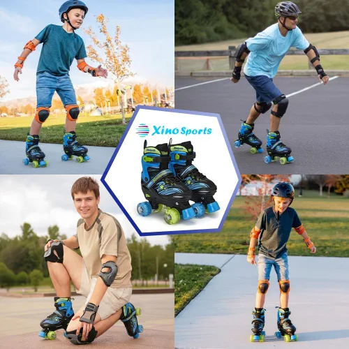 Miniatura 5 de XinoSports - Patines ajustables para niños y niñas con ruedas iluminadas (de 5 a 20 años) - Patines con ruedas iluminadoras Negro