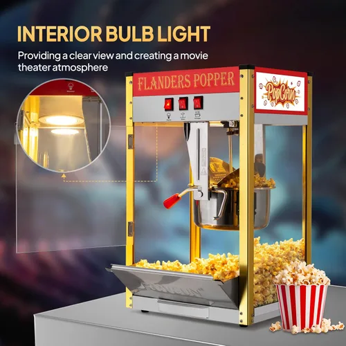 Miniatura 5 de ROVSUN Máquina de palomitas de maíz estilo cine con hervidor de 10 onzas que hace hasta 4 galones certificado ETL, máquina comercial de palomitas