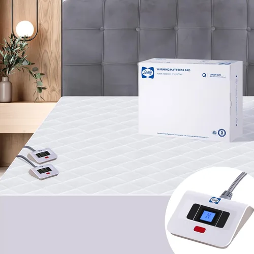Miniatura 15 de Sealy Protector de colchón con calefacción tamaño completo de 54 x 75 pulgadas, calentador de cama eléctrico con calefacción por zonas con bolsillo