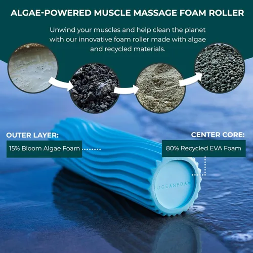 Miniatura 7 de Oceanfoam Rodillo de espuma de viaje Ripple (11 x 3.35 pulgadas) Mini rodillo de espuma firme para terapia física, masaje de tejido profundo, dolor