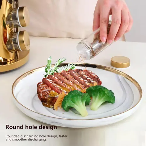Miniatura 7 de Estante de especias portátil de acero inoxidable con 16 tarros de especias incluidos, organizador giratorio de especias para cocina, estante