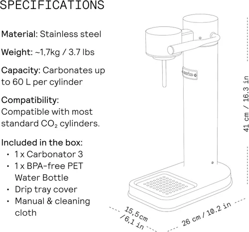 Miniatura 10 de Aarke Carbonator lll, Máquina de agua con gas y carbonatación, acero inoxidable con botella reutilizable PET sin BPA, volumen 1L/34 fl oz
