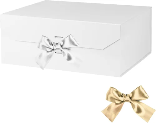 Miniatura 34 de GoooodGift Caja de regalo grande blanca de 13 x 11 x 5.3 pulgadas, caja de regalo con tapa cierre magnético, Navidad, cajas de regalo plegables