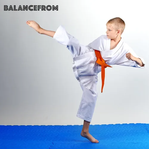 Miniatura 5 de BalanceFrom Baldosa de Espuma EVA Entrelazada para Ejercicio de 24 x 24 pulgadas – Suelo de Rompecabezas Antideslizante para Gimnasio en Casa, Azul