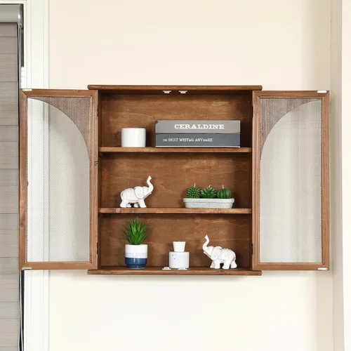 Miniatura 8 de COLLECTIVE HOME - Armario organizador de pared de 24 pulgadas, gabinete de baño de madera maciza con puerta arqueada, ya montado, 22 x 8 x 24