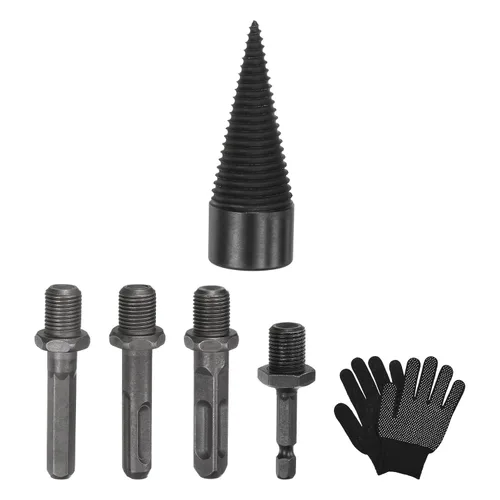 M METERXITY Paquete de 1 broca divisora de madera de 1.260 in + 4 asas (cuadrada+redonda+vástago hexagonal+hexagonal pequeño) broca divisor de leña