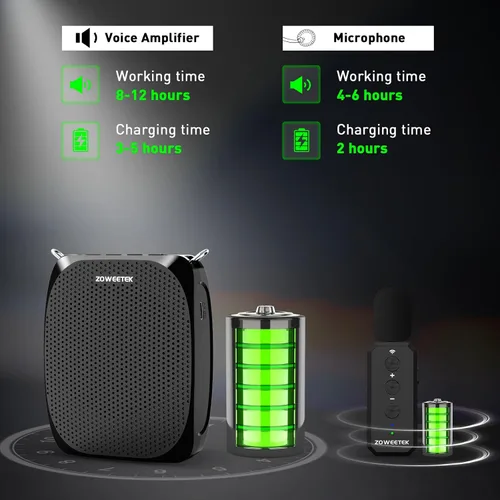 Miniatura 4 de ZOWEETEK Amplificador de voz con micrófono inalámbrico Lavalier para profesores, micrófono de profesor con altavoces, sistema de micrófono