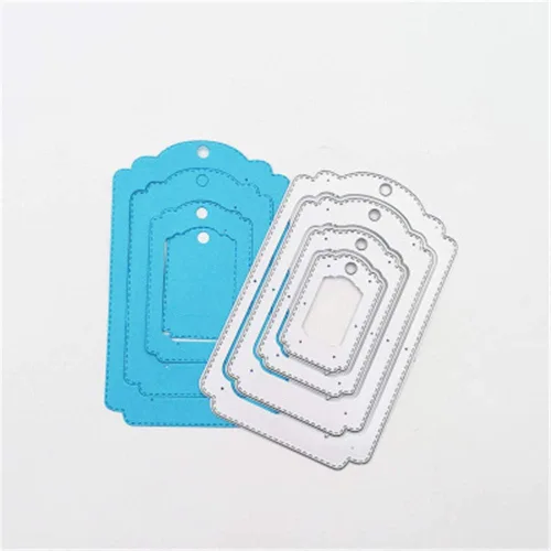 Miniatura 3 de Juego de 4 etiquetas colgantes de metal, 4 unidades/juego de etiquetas de capas troqueladas, plantillas en relieve, molde de plantilla para tarjetas